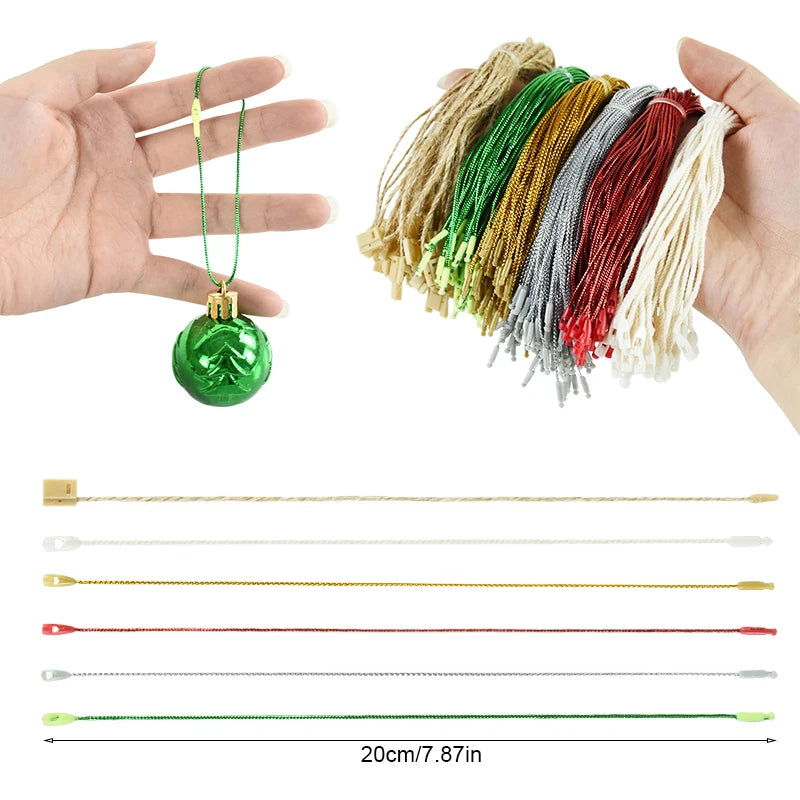 100 Pack Christmas Ornament Hanging Ropes – 20cm Gold & Silver Strings for Tree Baubles & Decorations