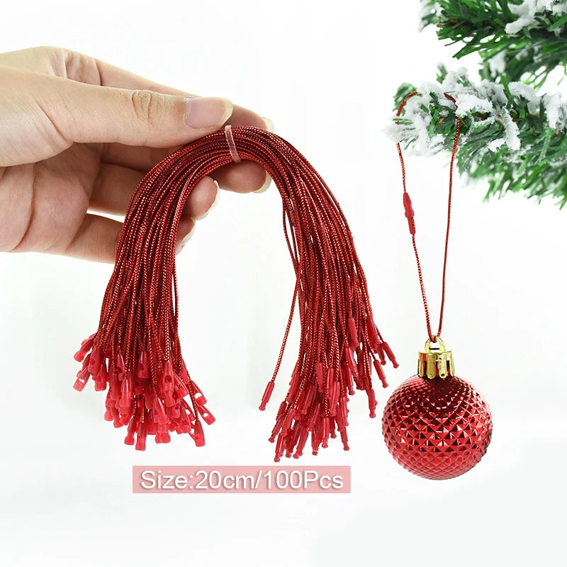 100 Pack Christmas Ornament Hanging Ropes – 20cm Gold & Silver Strings for Tree Baubles & Decorations