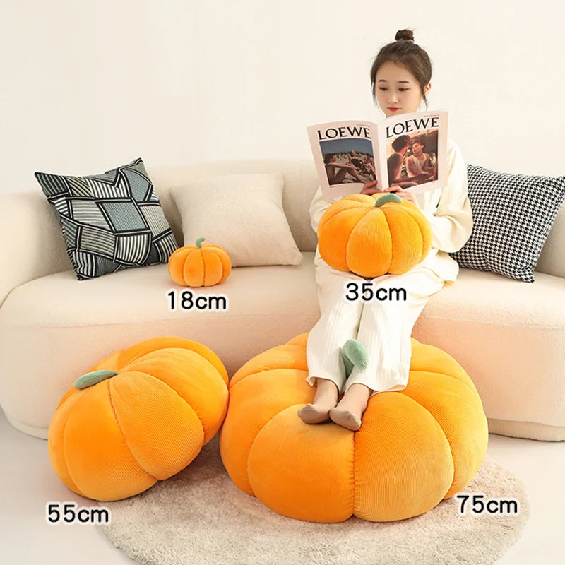 Large Halloween Pumpkin Plush Pillow – Soft Stuffed Pumpkin for Holiday & Seasonal Home Décor