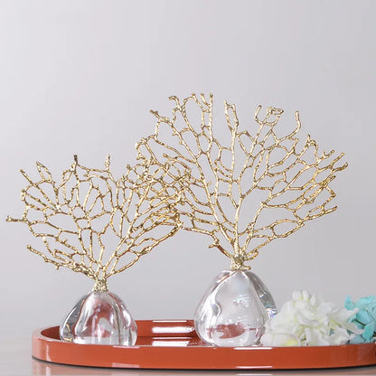 Luxury Imitation Coral Ornament & Vase – Crystal, Glass & Resin Ocean-Inspired Home Décor