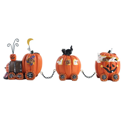 Halloween Ghost Pumpkin Car Sculpture – Creative Resin Decoration for Home, Table, and Festival Display