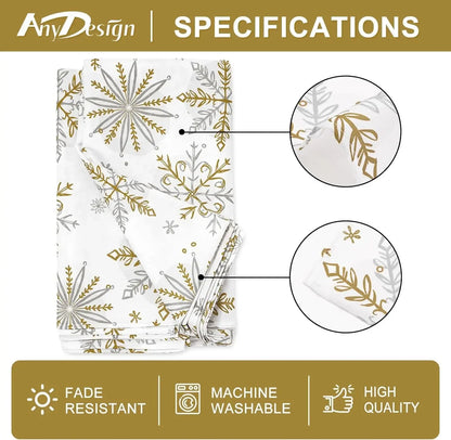 Gold & Silver Snowflake Waterproof Christmas Tablecloth | Elegant Reusable Winter Dining Room Décor