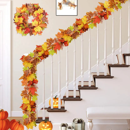 2M Artificial Maple Leaf Garland – Realistic Autumn Leaves Vine for Fall, Halloween, Thanksgiving Home Décor
