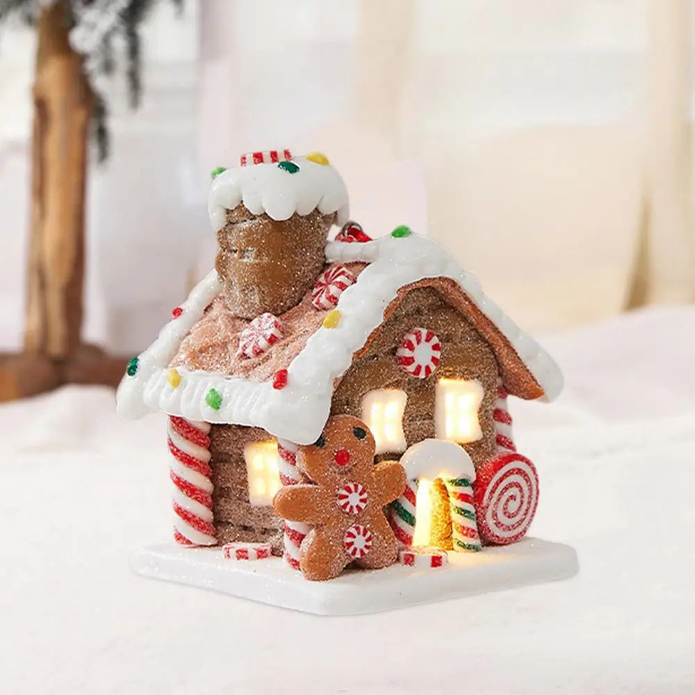 Light-Up Gingerbread House Ornament – Whimsical Fairy Tale Christmas Decoration