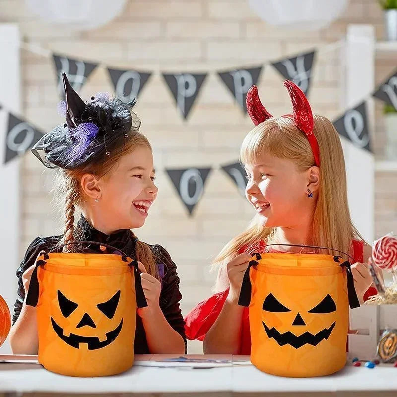LED Light Halloween Pumpkin Candy Bucket – Collapsible Trick or Treat Basket for Kids, Parties, and Thanksgiving Gifts