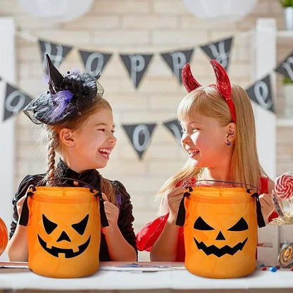 LED Light Halloween Pumpkin Candy Bucket – Collapsible Trick or Treat Basket for Kids, Parties, and Thanksgiving Gifts