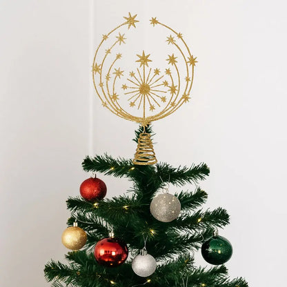 Gold Glitter Christmas Tree Topper Star Sparkling Reusable Christmas Topper Decor Iron Xmas Tree Ornament Christmas Tree