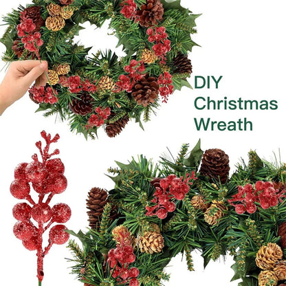 Artificial Berry Bouquet Ornaments – Set of 10 Christmas Tree Decorations