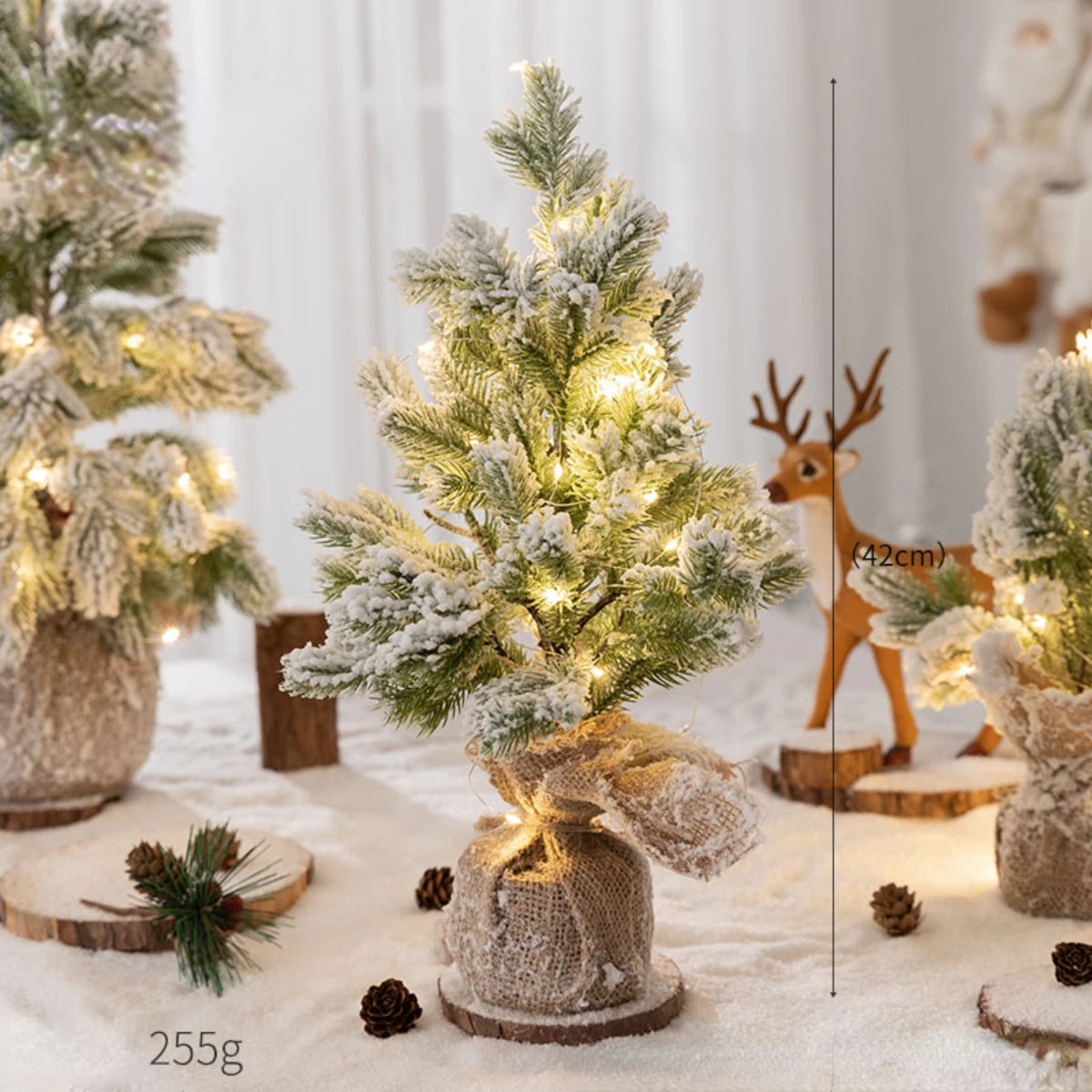 Nearly Natural Snow Flocked Artificial Christmas Tree – Decorative Tree with 30 LED Lights