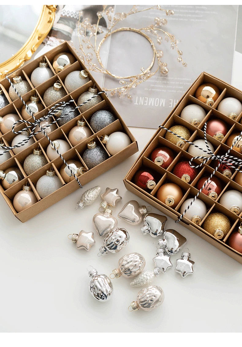 25pcs Small 4cm Champagne Glass Christmas Baubles – Mini Tree Ornaments for Xmas & New Year Party Décor