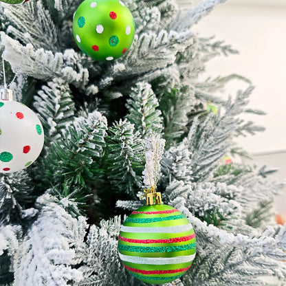 Set of 9/12/34 Grinch-Inspired Christmas Baubles – Green Painted Ornaments for Tree & Home Festive Décor