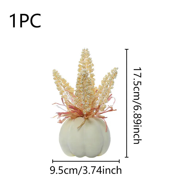 1PC Artificial Pumpkin Decoration with Foam Beads & Raffia Grass – Autumn Harvest Home, Office & Halloween Display Ornament