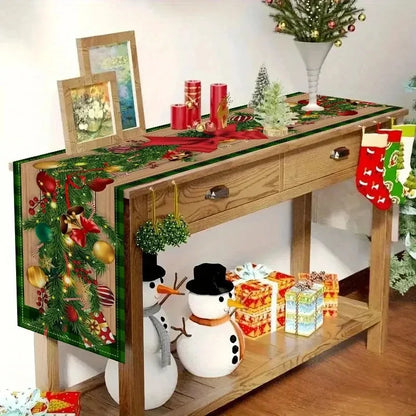 Christmas Holly Berry Tablecloth | Festive Red & Green Table Cover for Holiday Dining