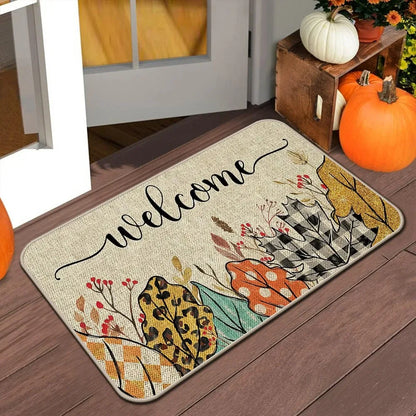 Halloween & Autumn/Fall Floor Mat – Anti-Slip Entry Door Rug for Kitchen, Outdoor Patio & Holiday Home Décor