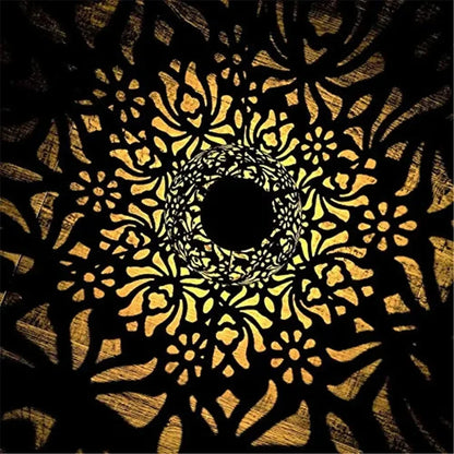 Outdoor Solar Garden Light – Iron Art Hanging LED Lantern, Waterproof Landscape & Projection Light