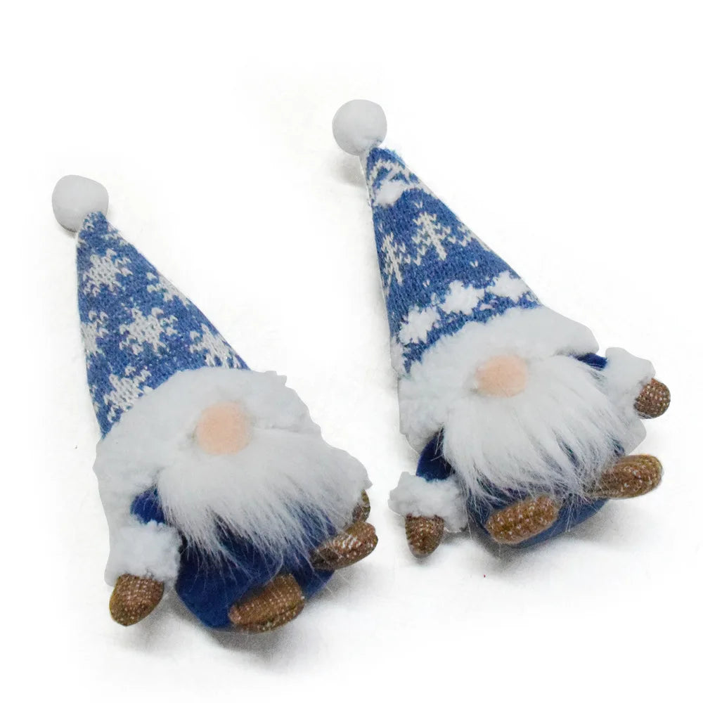 Blue Christmas Gnome Ornament – Nordic Faceless Dwarf Doll with Snowflake Design, Festive Gnome Decoration