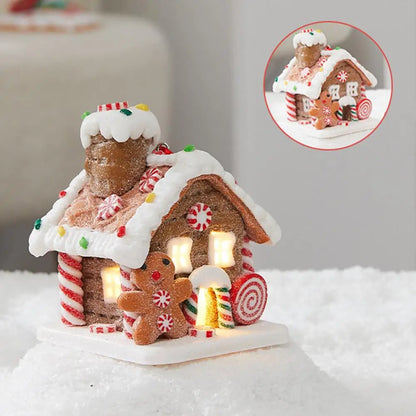 Light-Up Gingerbread House Ornament – Whimsical Fairy Tale Christmas Decoration