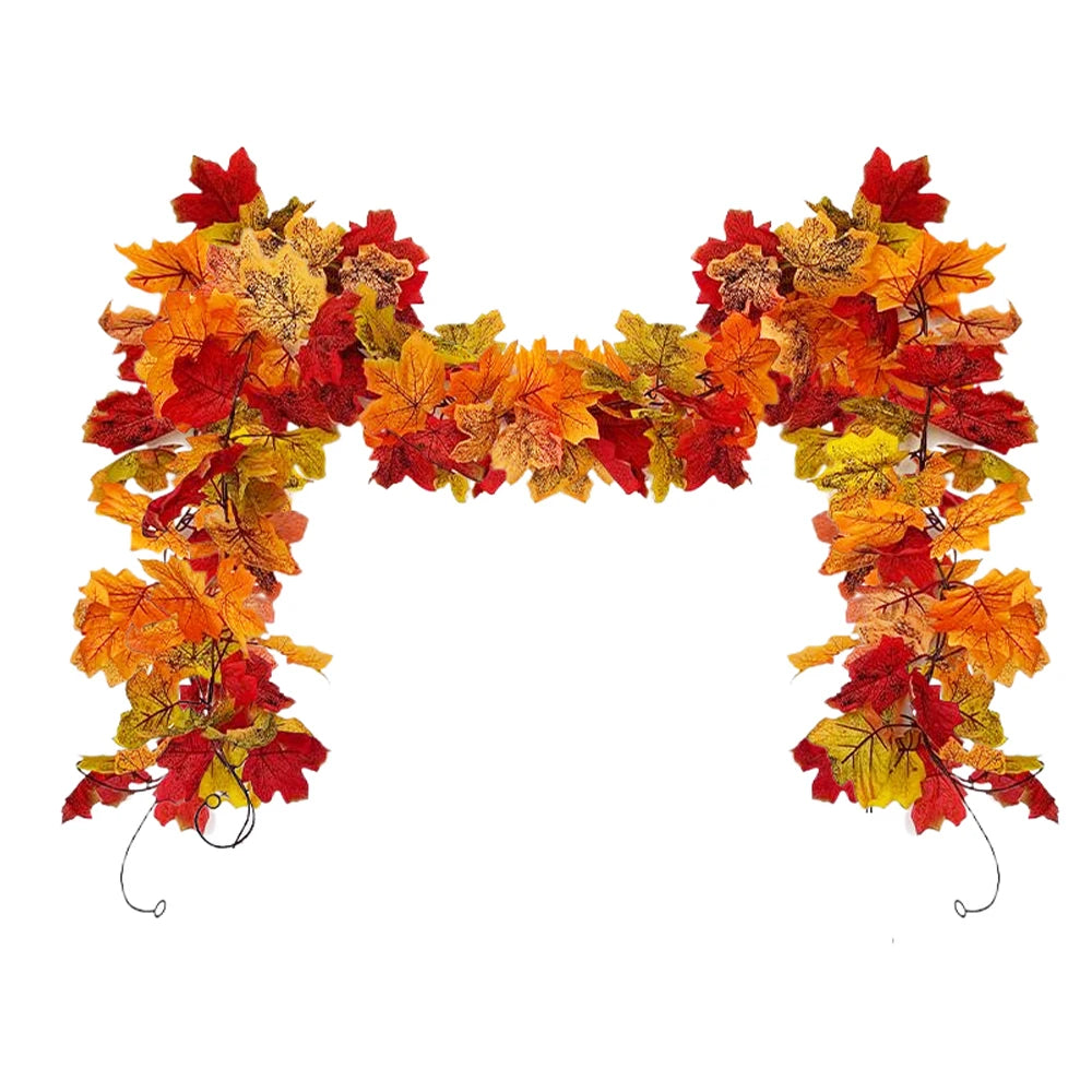 2M Artificial Maple Leaf Garland – Realistic Autumn Leaves Vine for Fall, Halloween, Thanksgiving Home Décor
