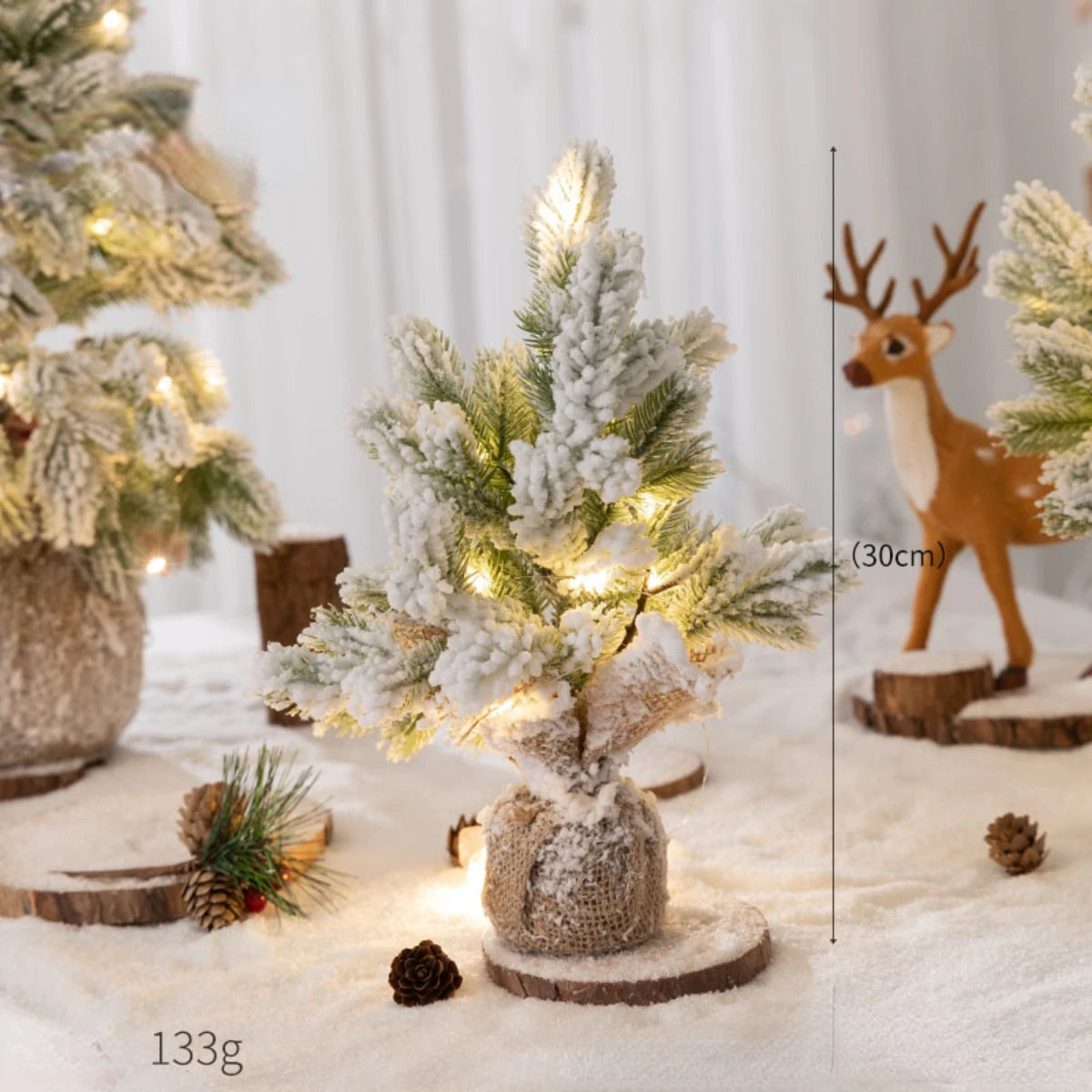 Nearly Natural Snow Flocked Artificial Christmas Tree – Decorative Tree with 30 LED Lights