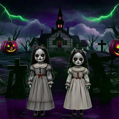 2PCS Halloween Ghost Doll Outdoor Decoration – Spooky Ground Insert Horror Props for Yard & Courtyard (2D)