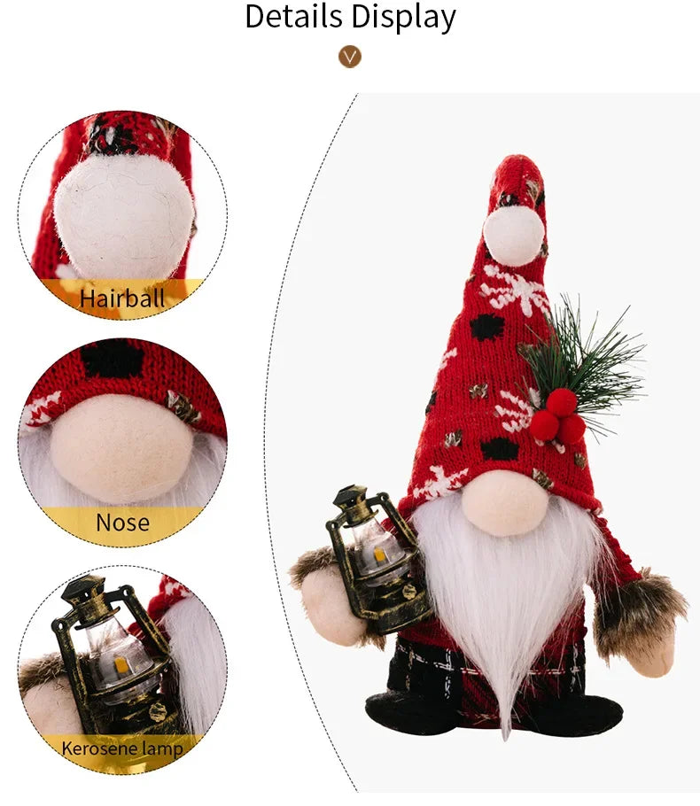 2pcs Santa Claus & Gnome Ornaments – Christmas Couple Doll Decorations for Home