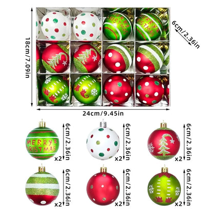 Set of 9/12/34 Grinch-Inspired Christmas Baubles – Green Painted Ornaments for Tree & Home Festive Décor