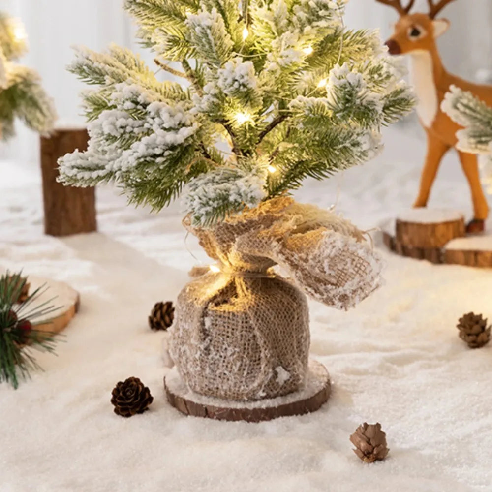 Nearly Natural Snow Flocked Artificial Christmas Tree – Decorative Tree with 30 LED Lights