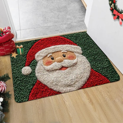 Red Santa & Gingerbread Christmas Doormat – Festive Holiday Welcome Mat for Indoor or Outdoor Use