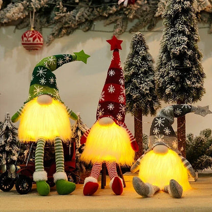Faceless Gnome Christmas Doll Ornaments – LED Light Plush Tree Pendants