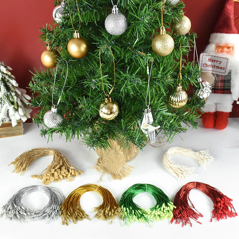 100 Pack Christmas Ornament Hanging Ropes – 20cm Gold & Silver Strings for Tree Baubles & Decorations