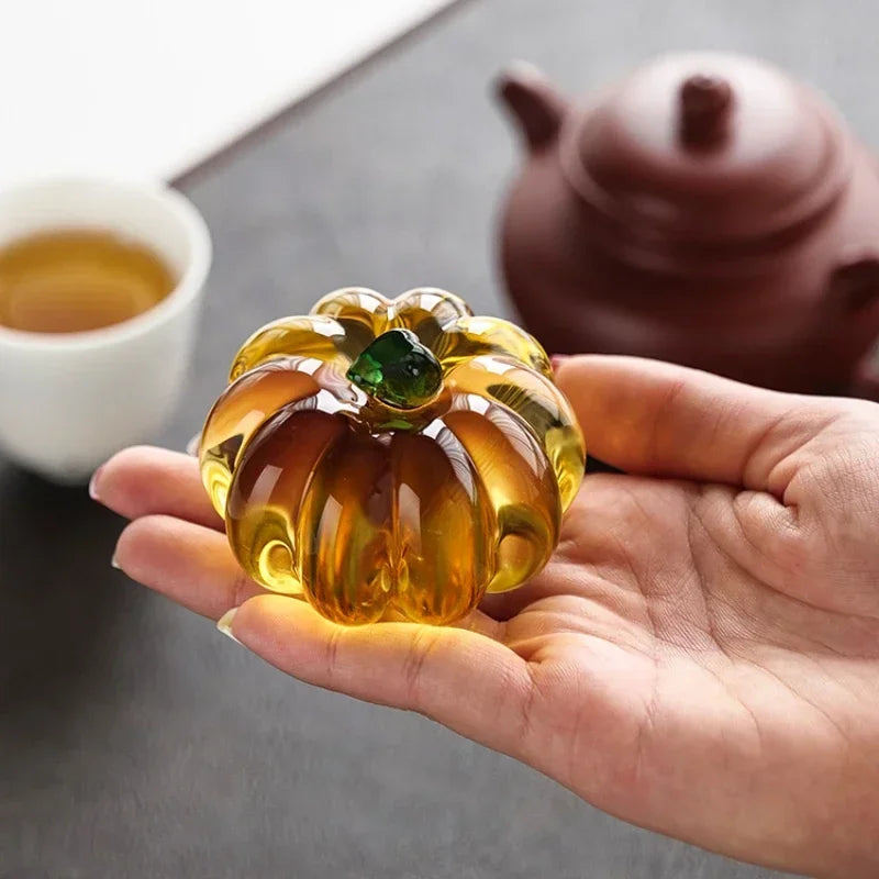 Crystal Pumpkin Ornament – Elegant Decorative Figurine for Home, Table, and Seasonal Display