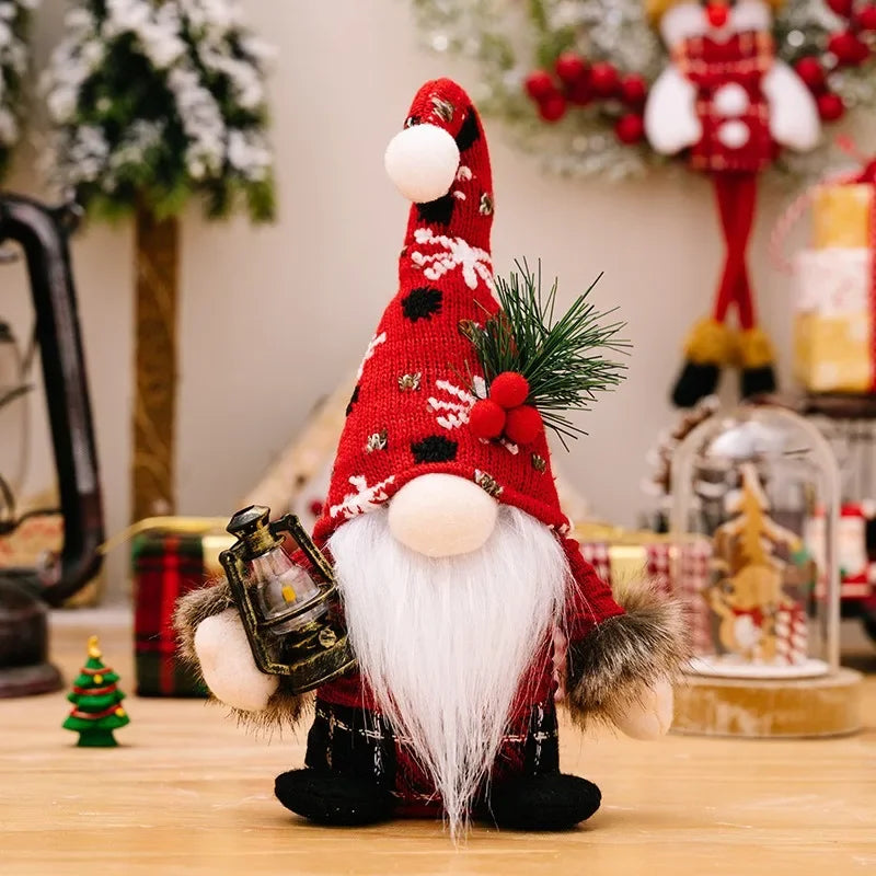 2pcs Santa Claus & Gnome Ornaments – Christmas Couple Doll Decorations for Home