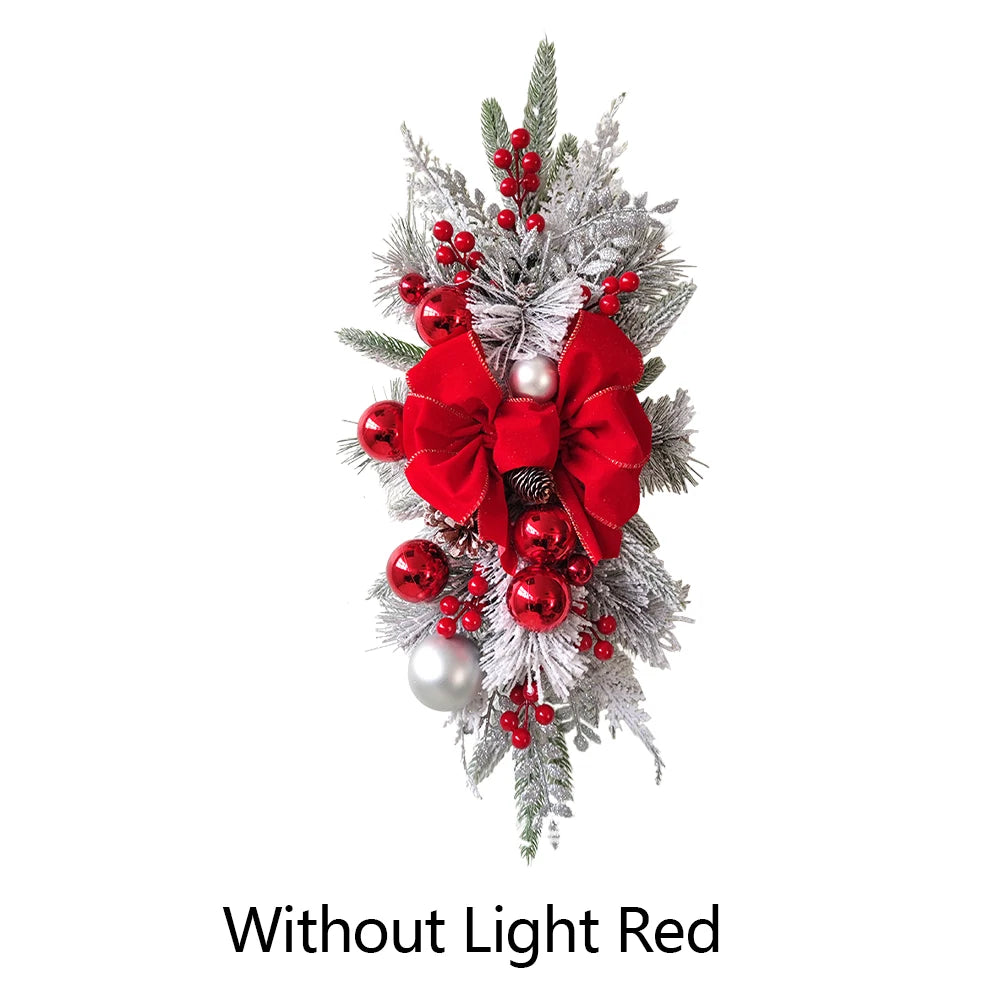 Christmas Wreath Garland – Festive Door or Window Decoration with Optional LED Lights