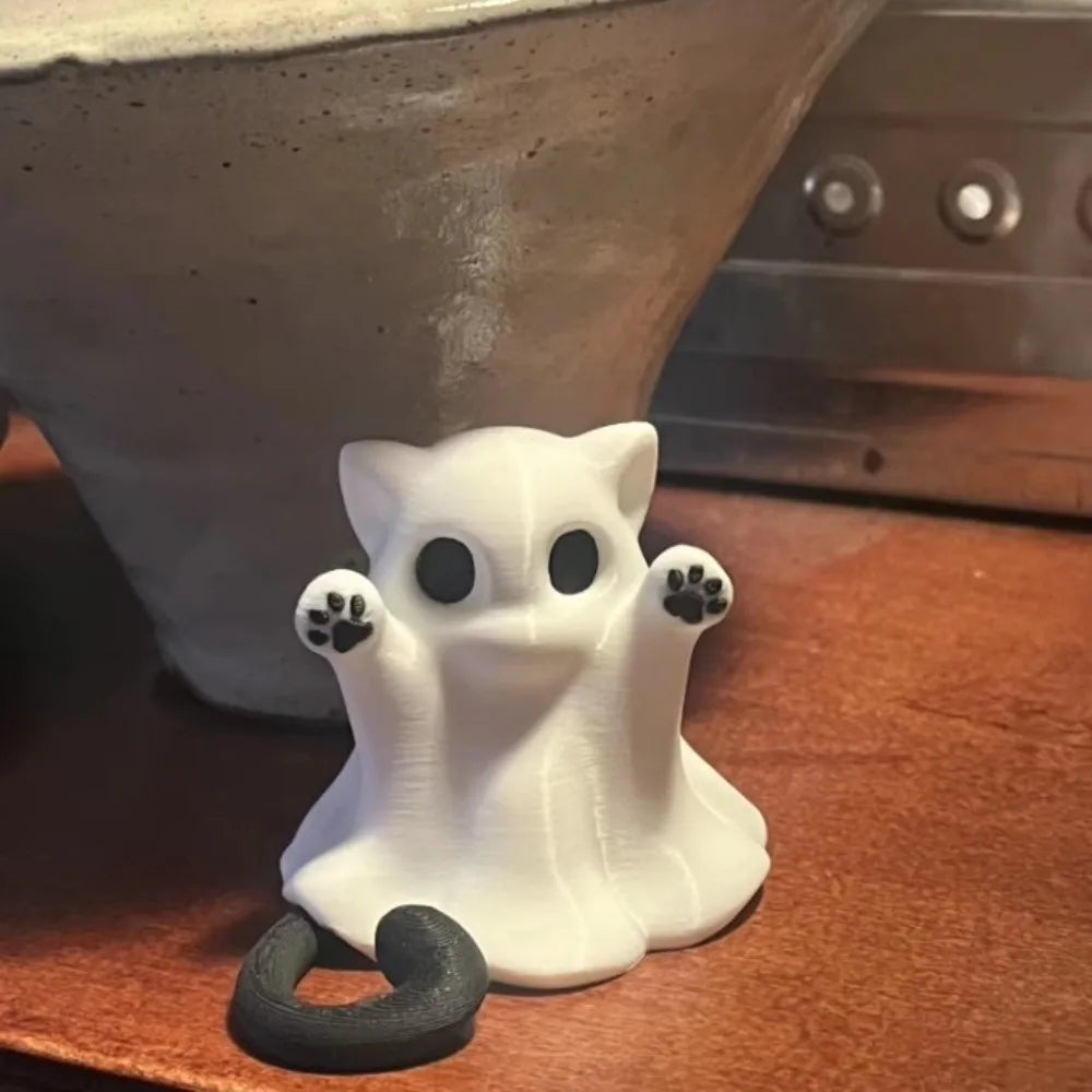 Mini Cat Ghost Ornament – Cute Halloween Desktop Figurine | Spooky Home Décor Gift