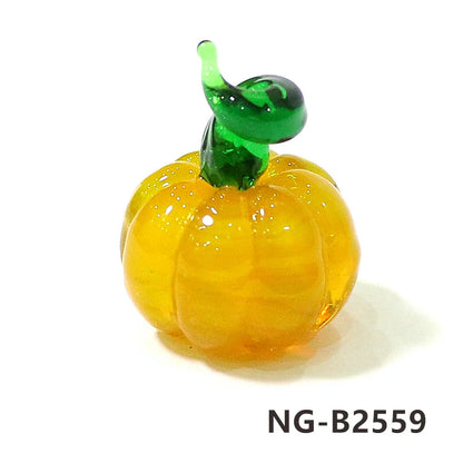 Mini Glass Pumpkin Figurines – Cute Halloween Table Ornaments, Autumn Home & Party Decorations