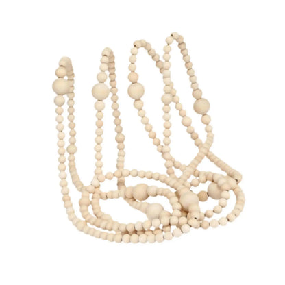Wooden Bead Garland | Natural Festive Tree & Home Decoration