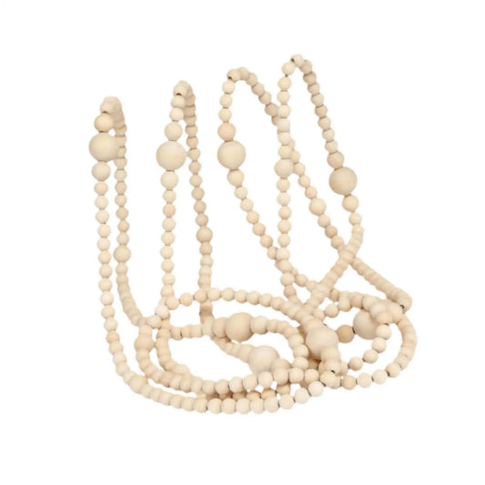 Wooden Bead Garland | Natural Festive Tree & Home Decoration
