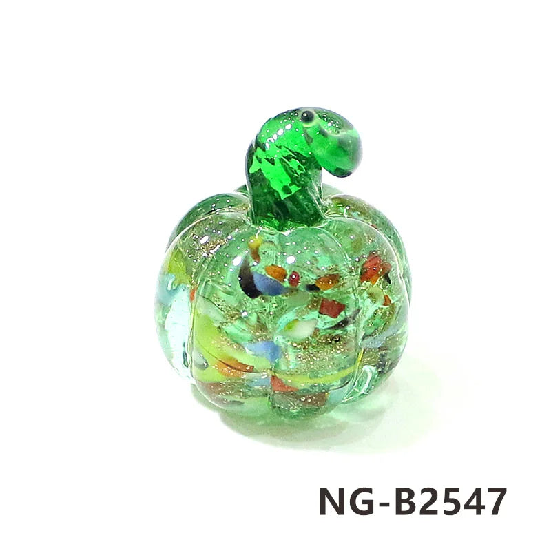 Mini Glass Pumpkin Figurines – Cute Halloween Table Ornaments, Autumn Home & Party Decorations