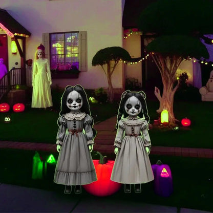2PCS Halloween Ghost Doll Outdoor Decoration – Spooky Ground Insert Horror Props for Yard & Courtyard (2D)