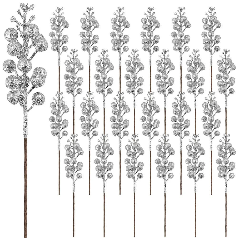 Artificial Berry Bouquet Ornaments – Set of 10 Christmas Tree Decorations