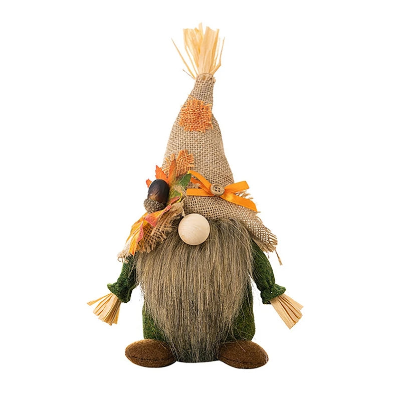 Autumn Gnome Plush Decoration – Maple Leaf & Sunflower Faceless Doll | Light-Up Fall Elf Ornament