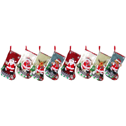 4pcs Large Christmas Stockings Set – Santa, Snowman, Bear & Elk Xmas Home Decorations