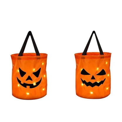 LED Light Halloween Pumpkin Candy Bucket – Collapsible Trick or Treat Basket for Kids, Parties, and Thanksgiving Gifts