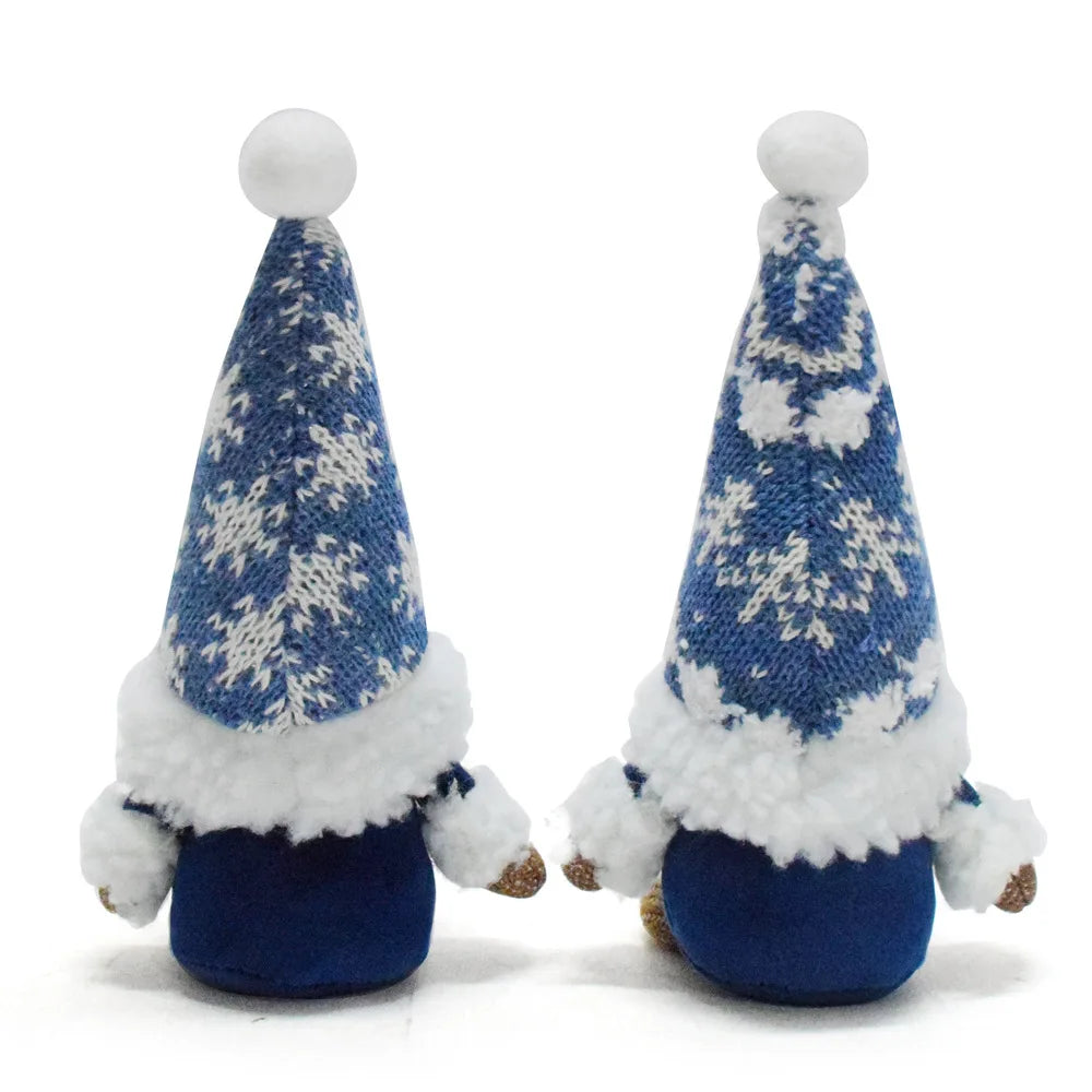 Blue Christmas Gnome Ornament – Nordic Faceless Dwarf Doll with Snowflake Design, Festive Gnome Decoration