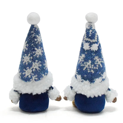 Blue Christmas Gnome Ornament – Nordic Faceless Dwarf Doll with Snowflake Design, Festive Gnome Decoration