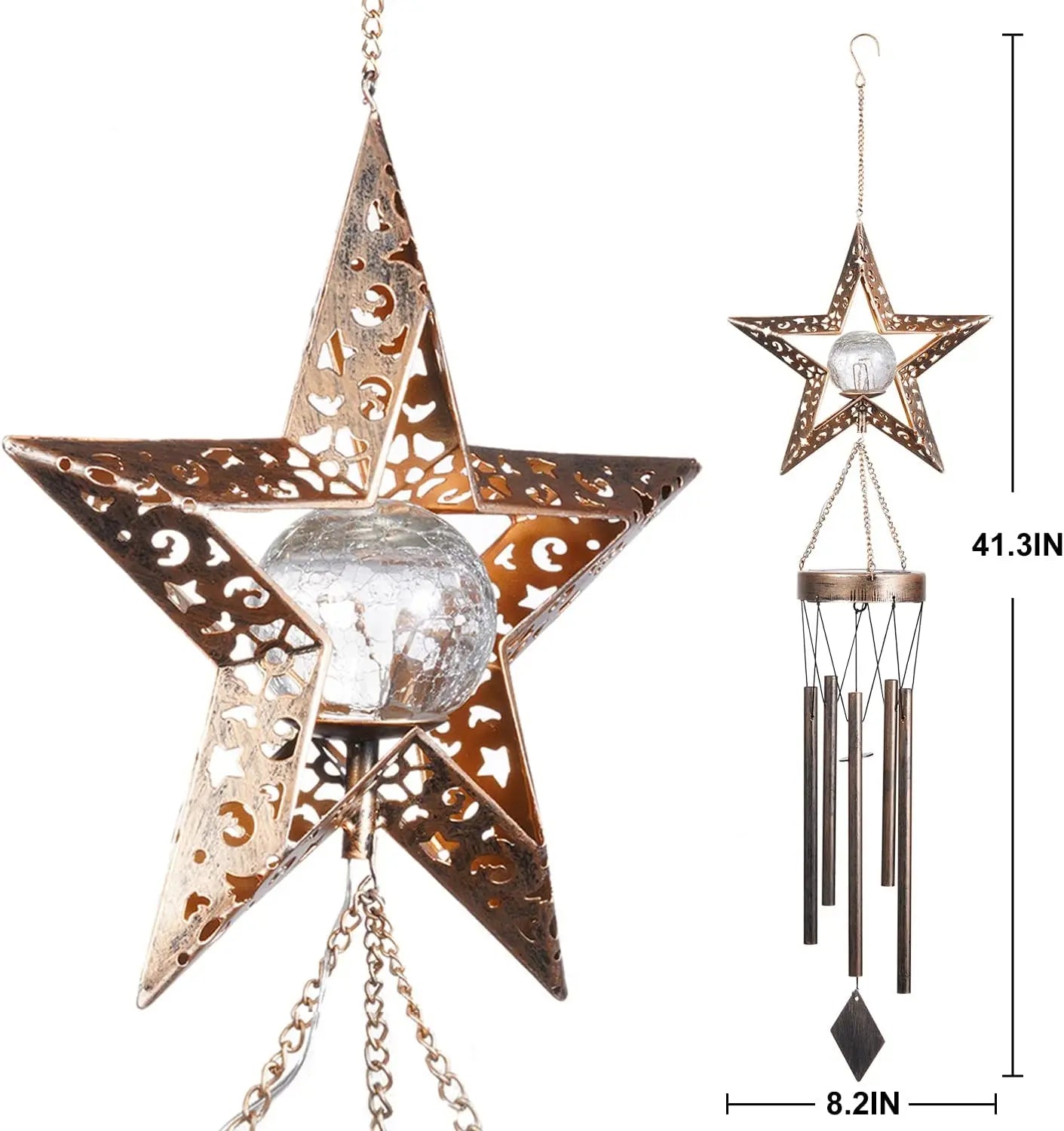 Solar Metal Wind Chimes – Moon, Sun & Stars Design, Waterproof Outdoor Glowing Wind Bells for Garden, Patio & Home Décor
