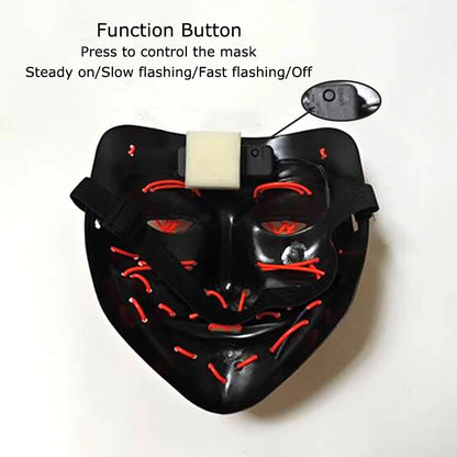 Wireless Neon LED Purge Mask – Glow-in-the-Dark Halloween Cosplay, Masquerade & Party Dress-Up Mask