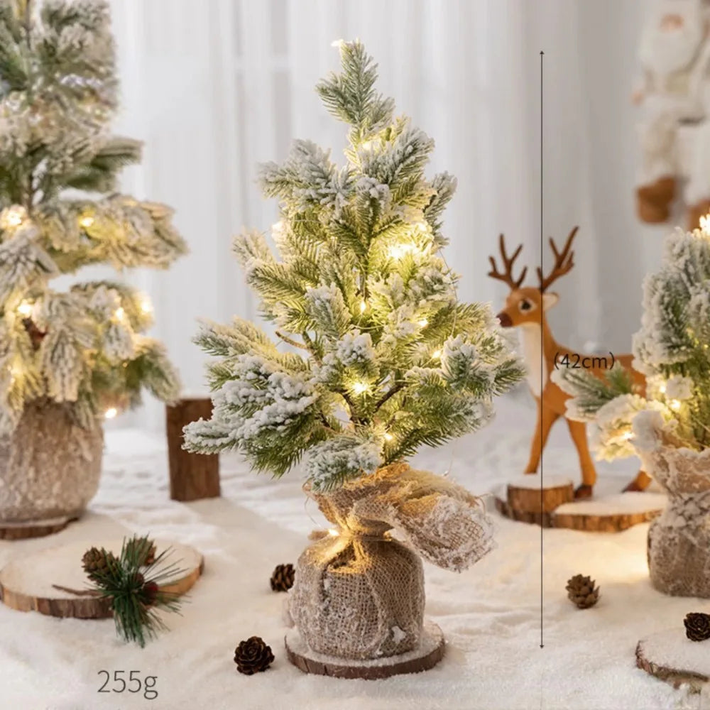 Nearly Natural Snow Flocked Artificial Christmas Tree – Decorative Tree with 30 LED Lights