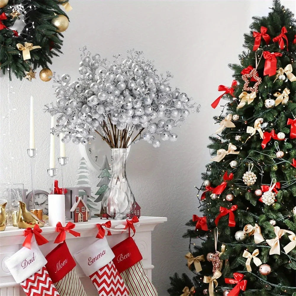 Artificial Berry Bouquet Ornaments – Set of 10 Christmas Tree Decorations