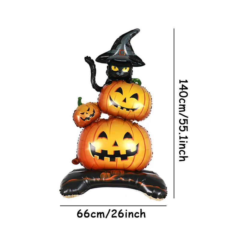 Halloween Pumpkin Castle Skeleton Foil Balloon – Standing Halloween Decoration for Party, Ghost Festival, or Home Display